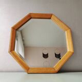 Vintage wooden mirror with cut glass, 80s (54 x 54 cm)