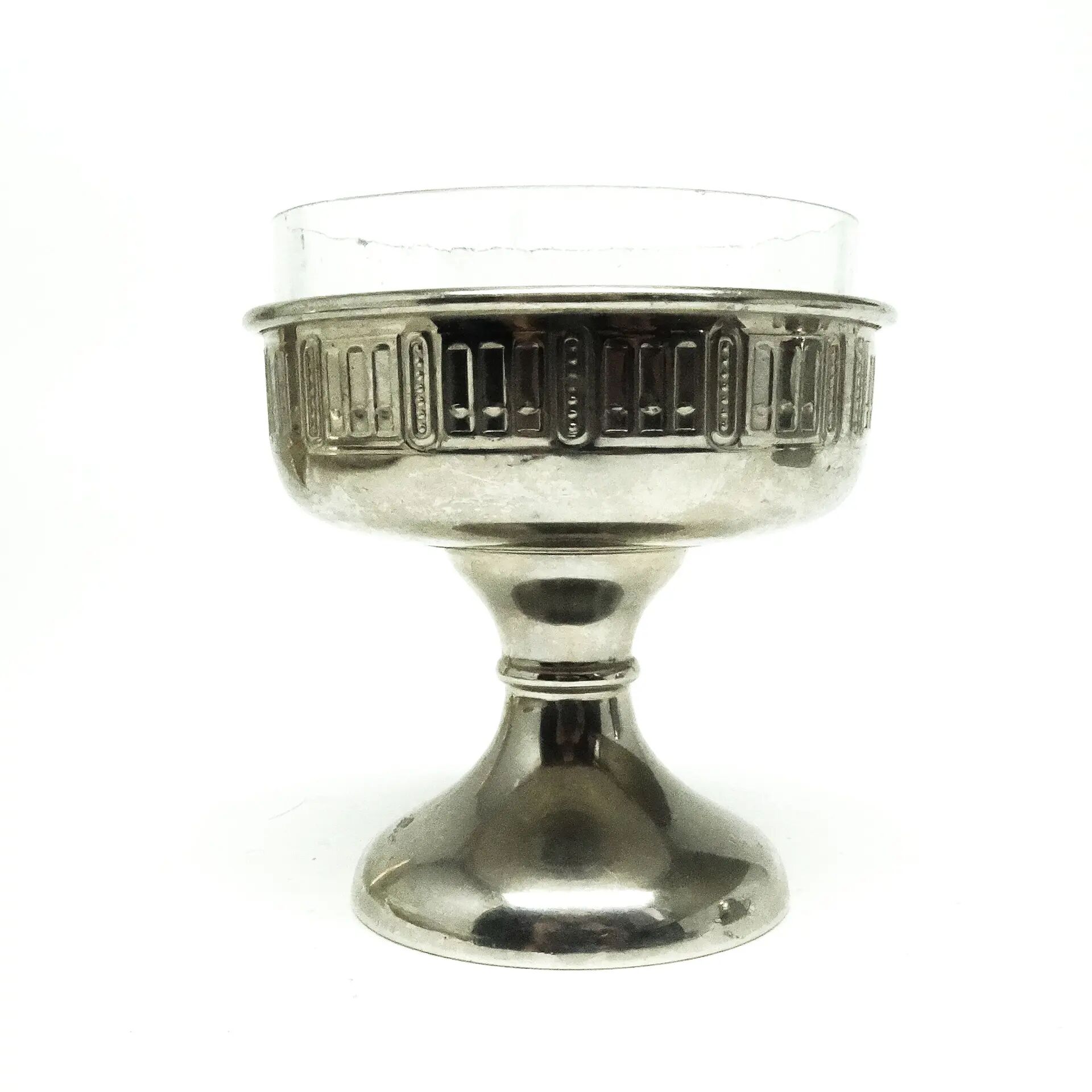 Bol à citrons Art Déco, laiton nickelé, verre, Suède, années 1930