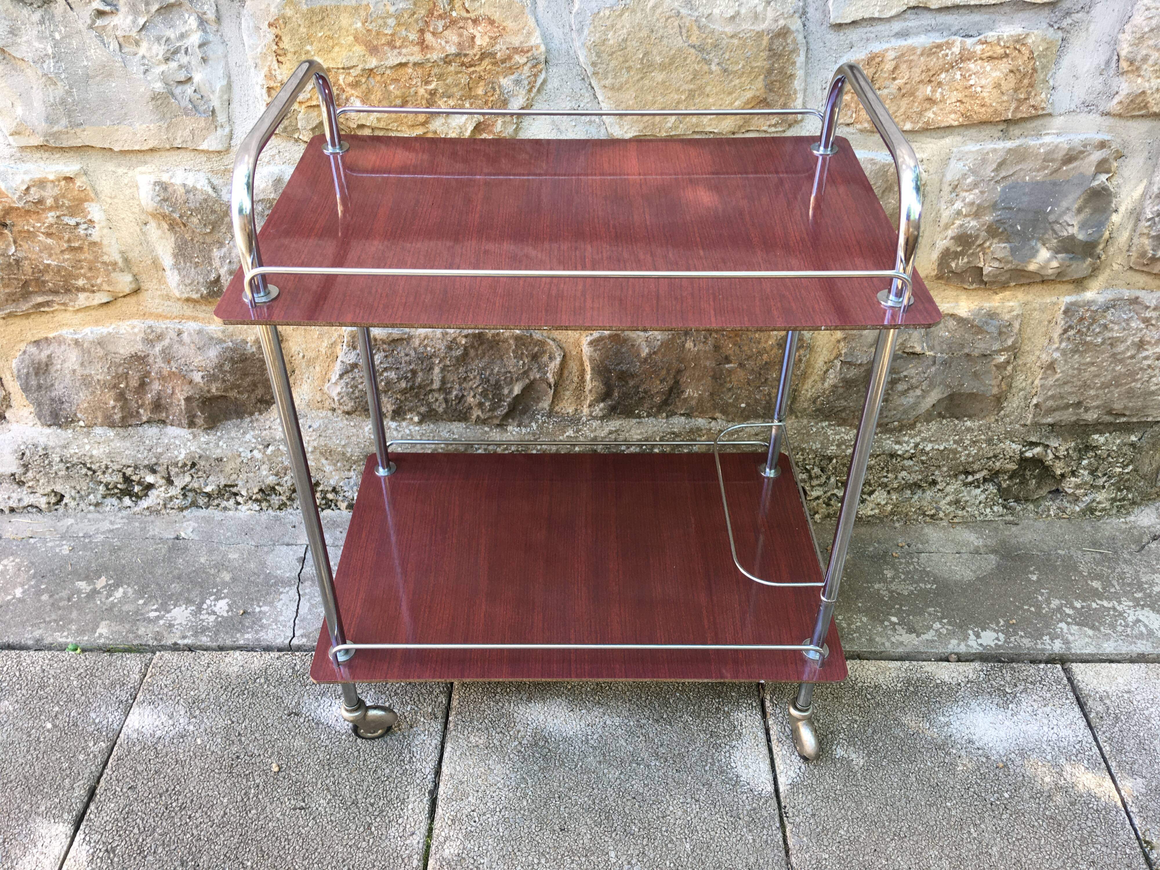 Steel and formica serving trolley