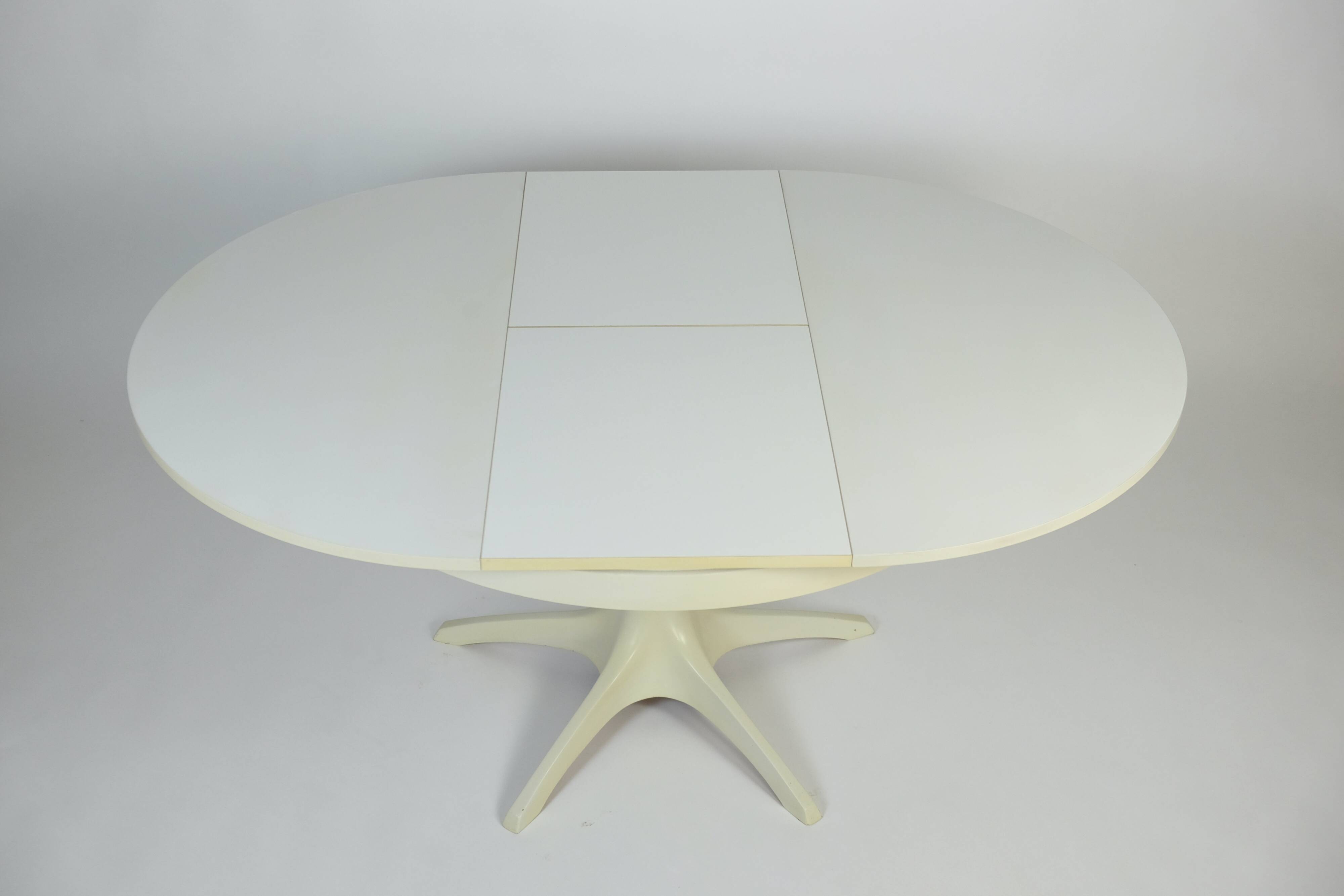 Vintage Dining Table Round Extandable 70s Space Age