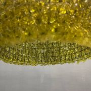 Ensemble de 2 suspensions lumineuses en verre de Murano vert olive en forme de fleur