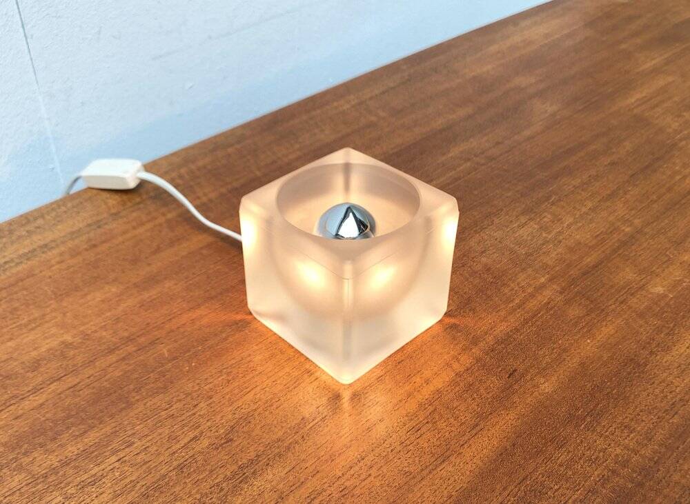 Vintage German glass cube table lamp TA 14 by Peill & Putzler, 1970s.