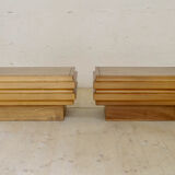 Pair of bedside tables or pieces of sofa in solid elm