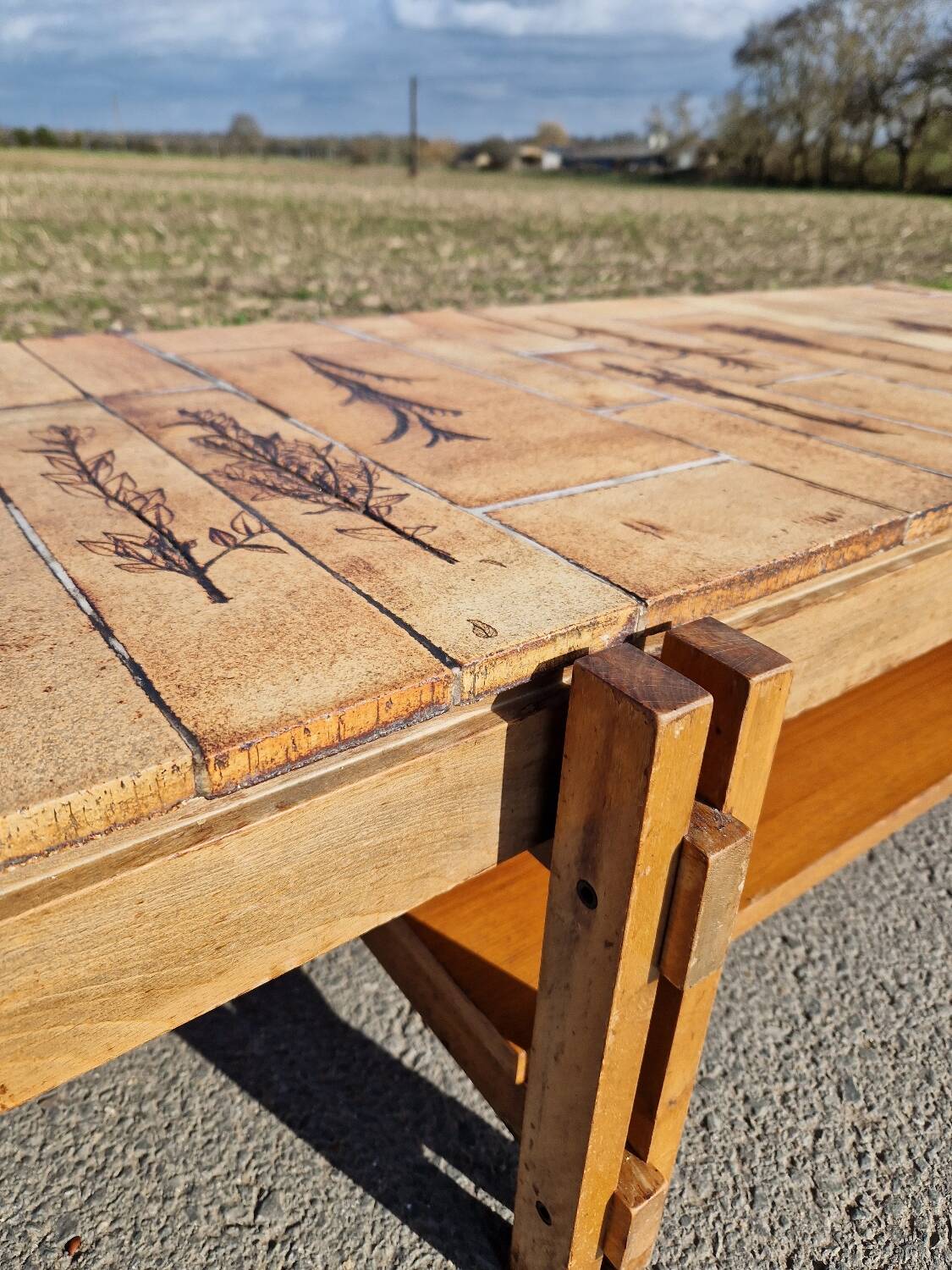Vintage coffee table by Roger Capron, herbarium model
