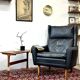 Leather Wingback Chair, Denmark 1970s, Vintage, Mid-C Modern