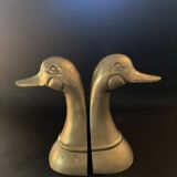 Antique brass bookends – Stylized duck heads