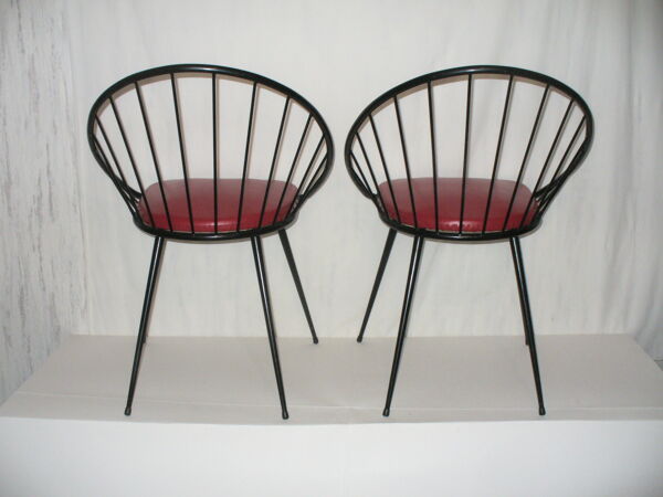 Paire de chaises style tonneau des années 50