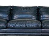 Danish mid-century vintage Mogens Hansen black leather sofa 60s