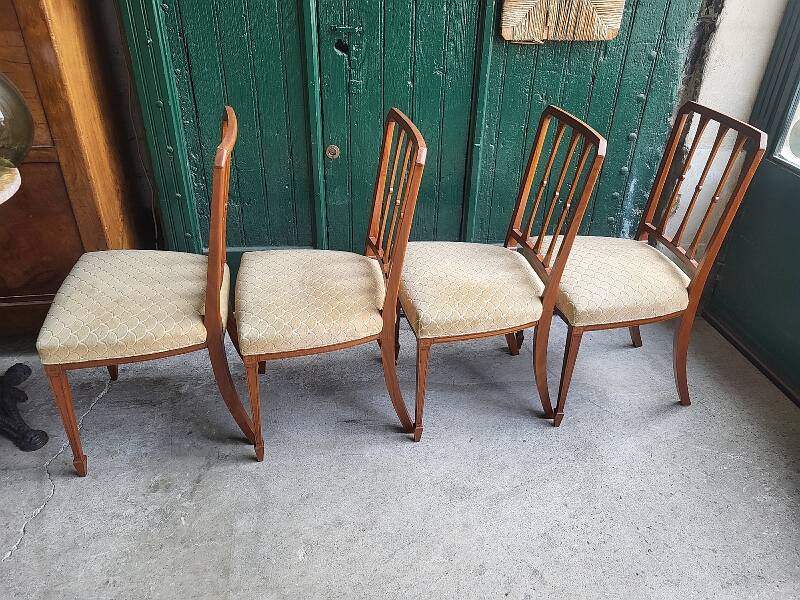 Series of 4 directory chairs in marquetry and cherry wood