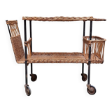 Metal and wicker serving trolley