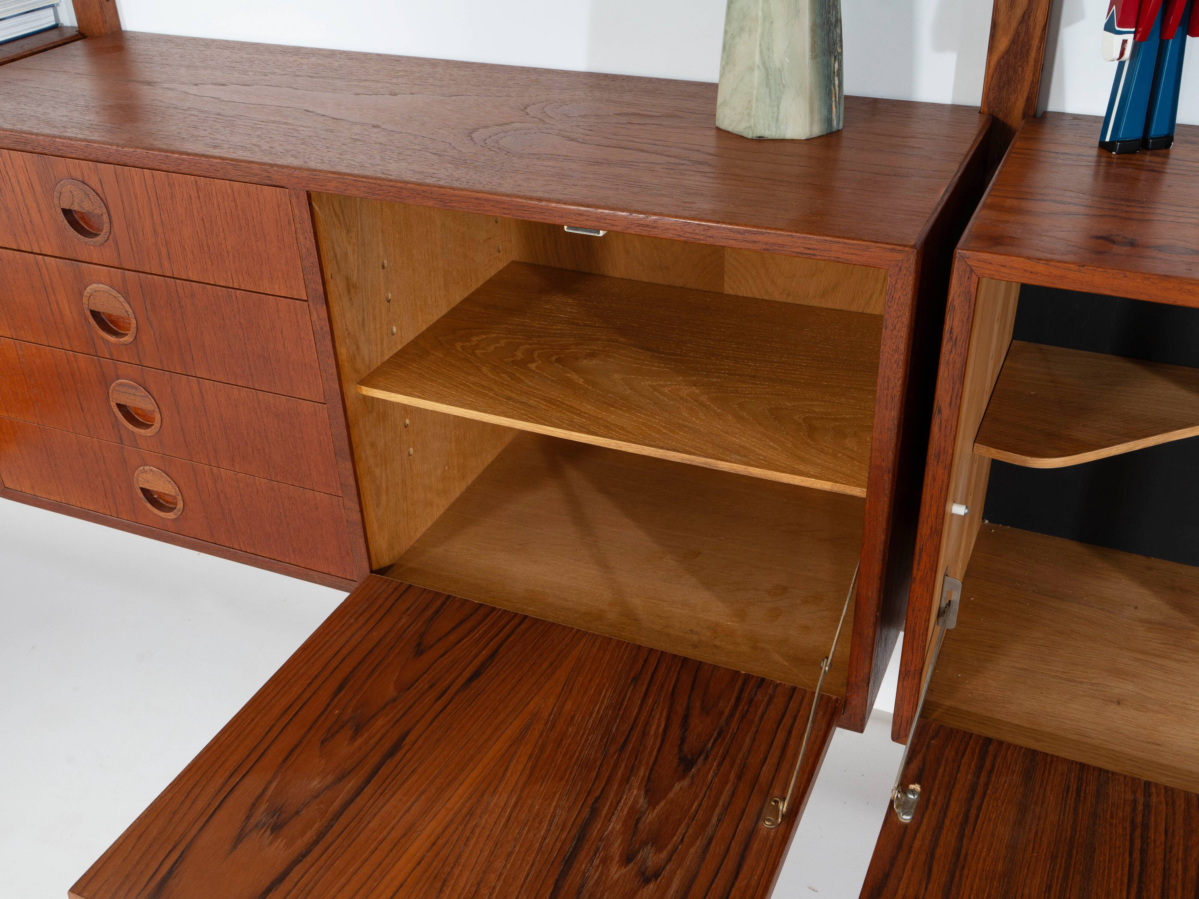 Teak modular shelving unit, Danish design, 1960s, designed by Rud Thygesen
