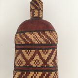 Lot of 2 ethnic leather-wrapped bottles and box