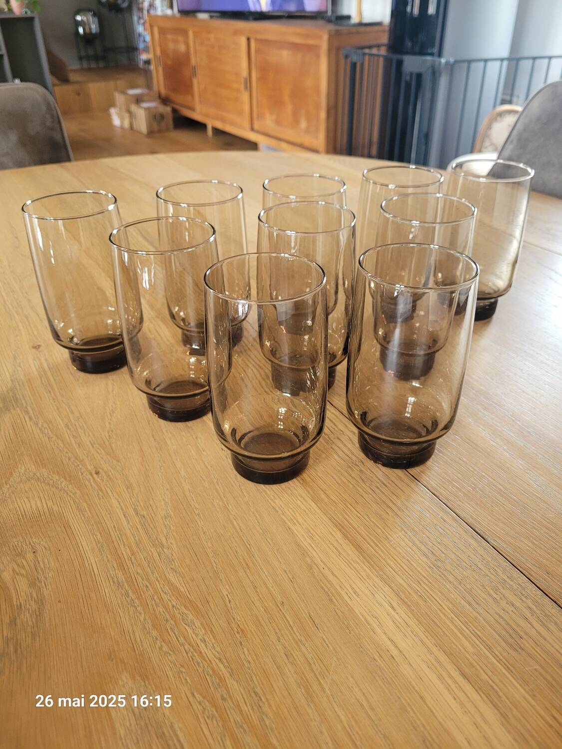 10 verres à eau en verre fumé BP