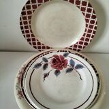 Set of 12 ironstone plates – Deep blue & red