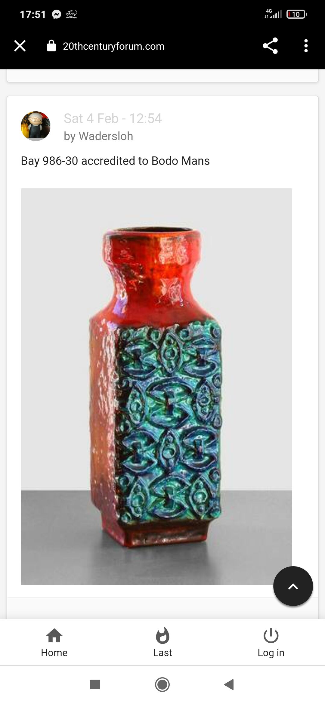 Vase of soil Keramik Bay , western Germany 60s