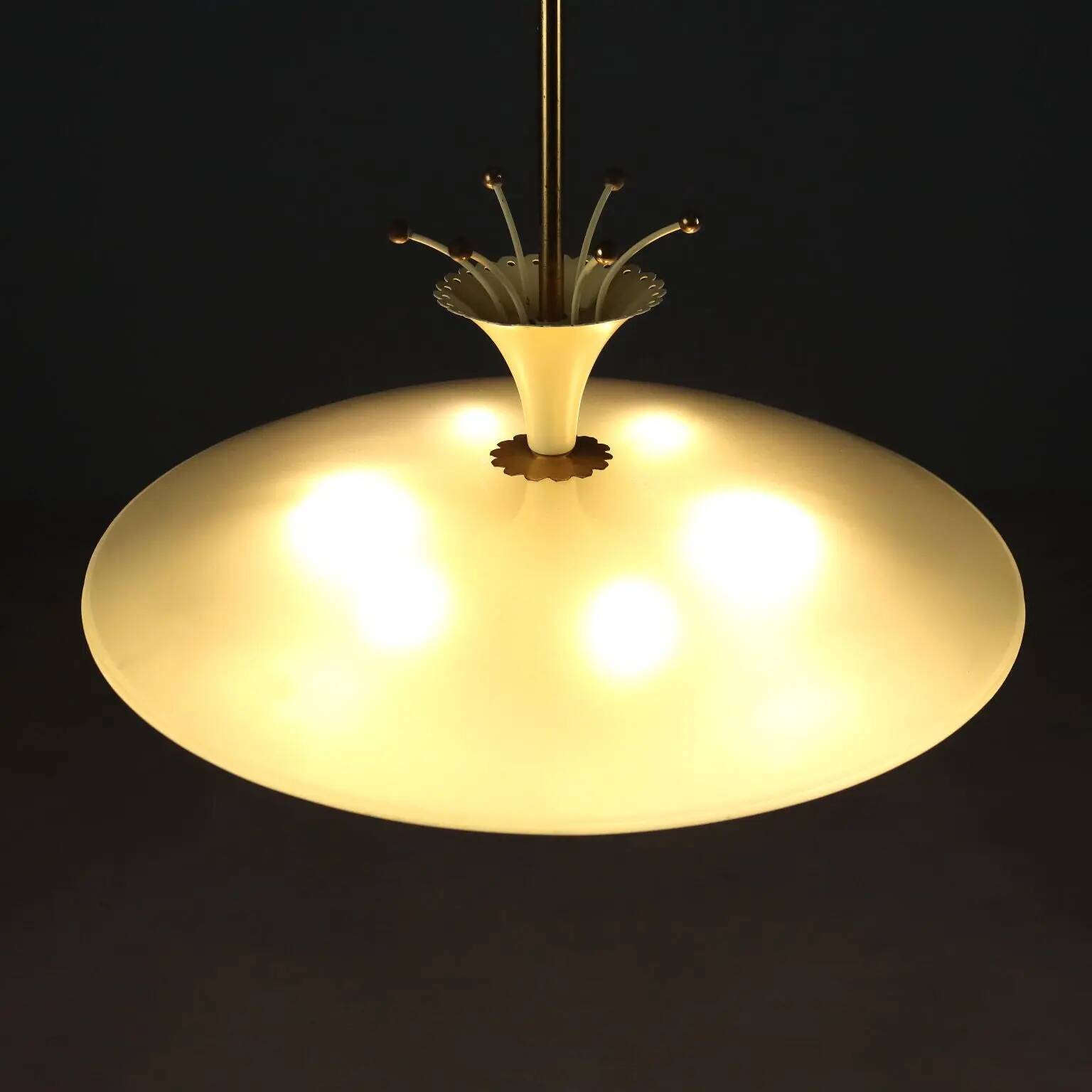Vintage ceiling light in glass and aluminium, Italy, 1950s.