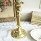 Lampe bougeoir ancien en laiton avec son abat-jour fait main en tissu de William Morris