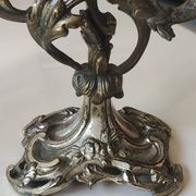 Pair of Candelabra in Louis XV/Rocaille Style, 2 lights. In gilded bronze, 19th century.