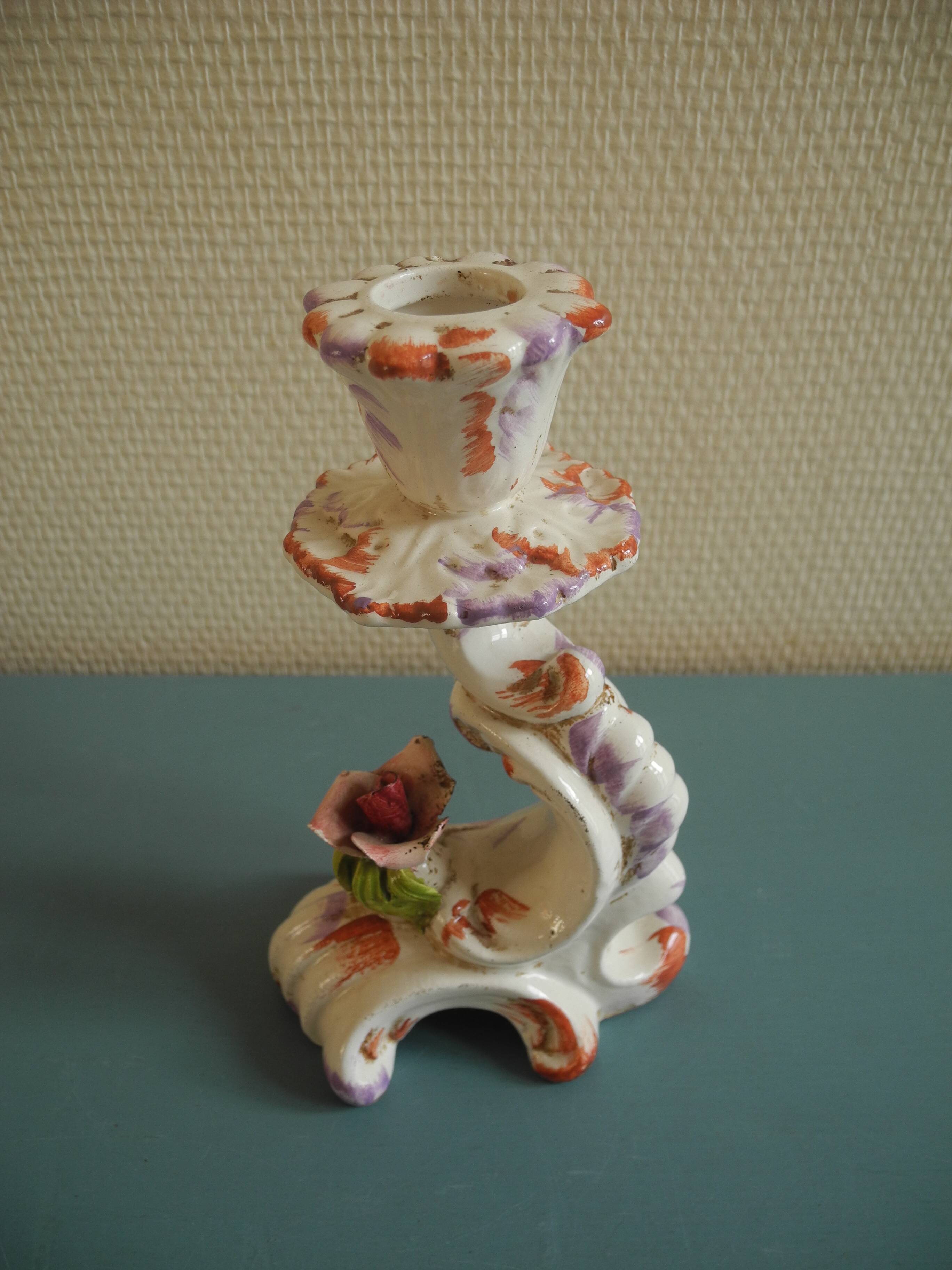 ceramic candlestick chandelier Italy vintage decor candleholder