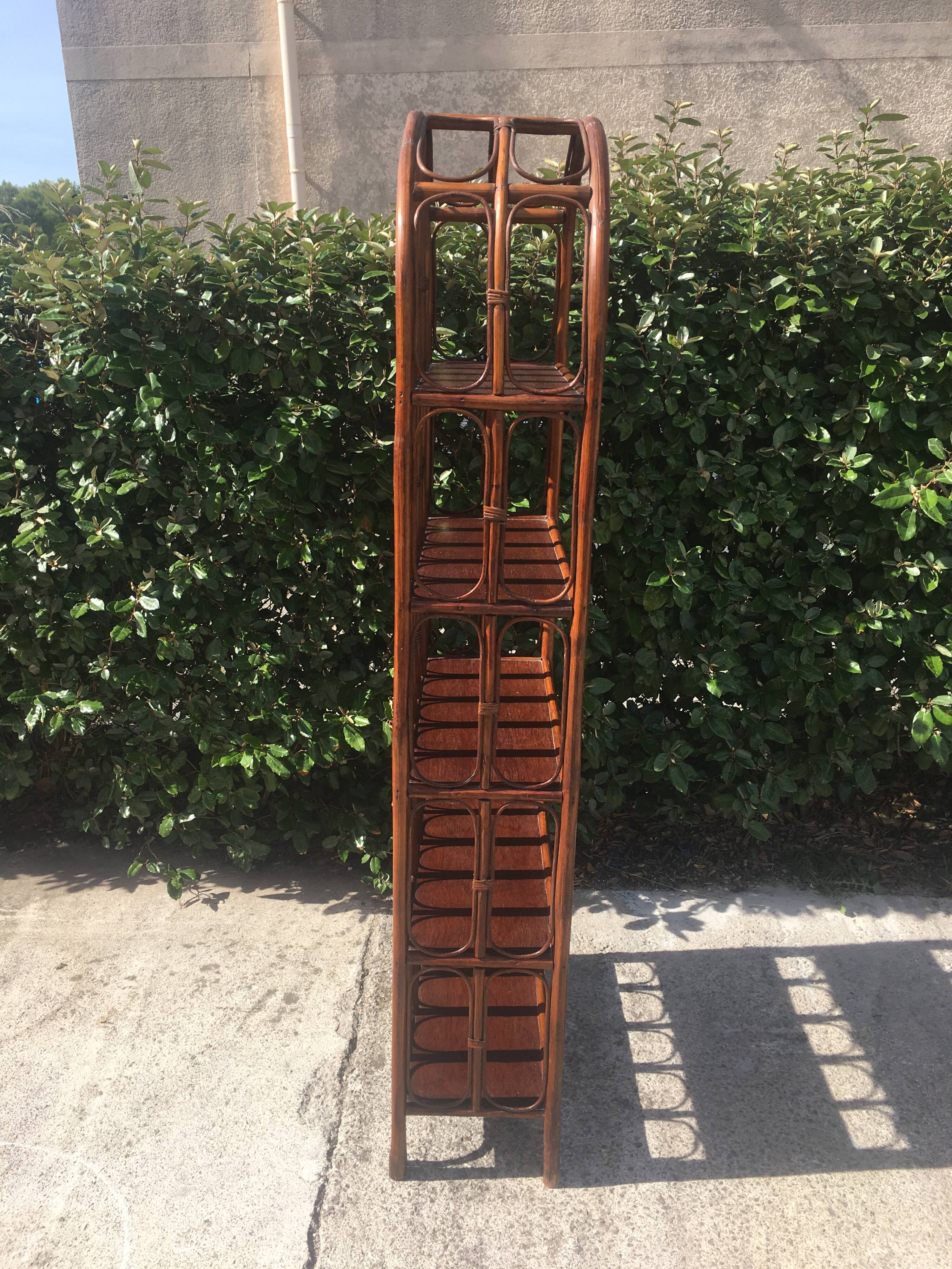 Vintage rattan and bamboo shelf