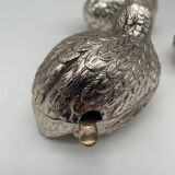 Salière poivrier et moutardier oiseaux en métal argenté style Gucci