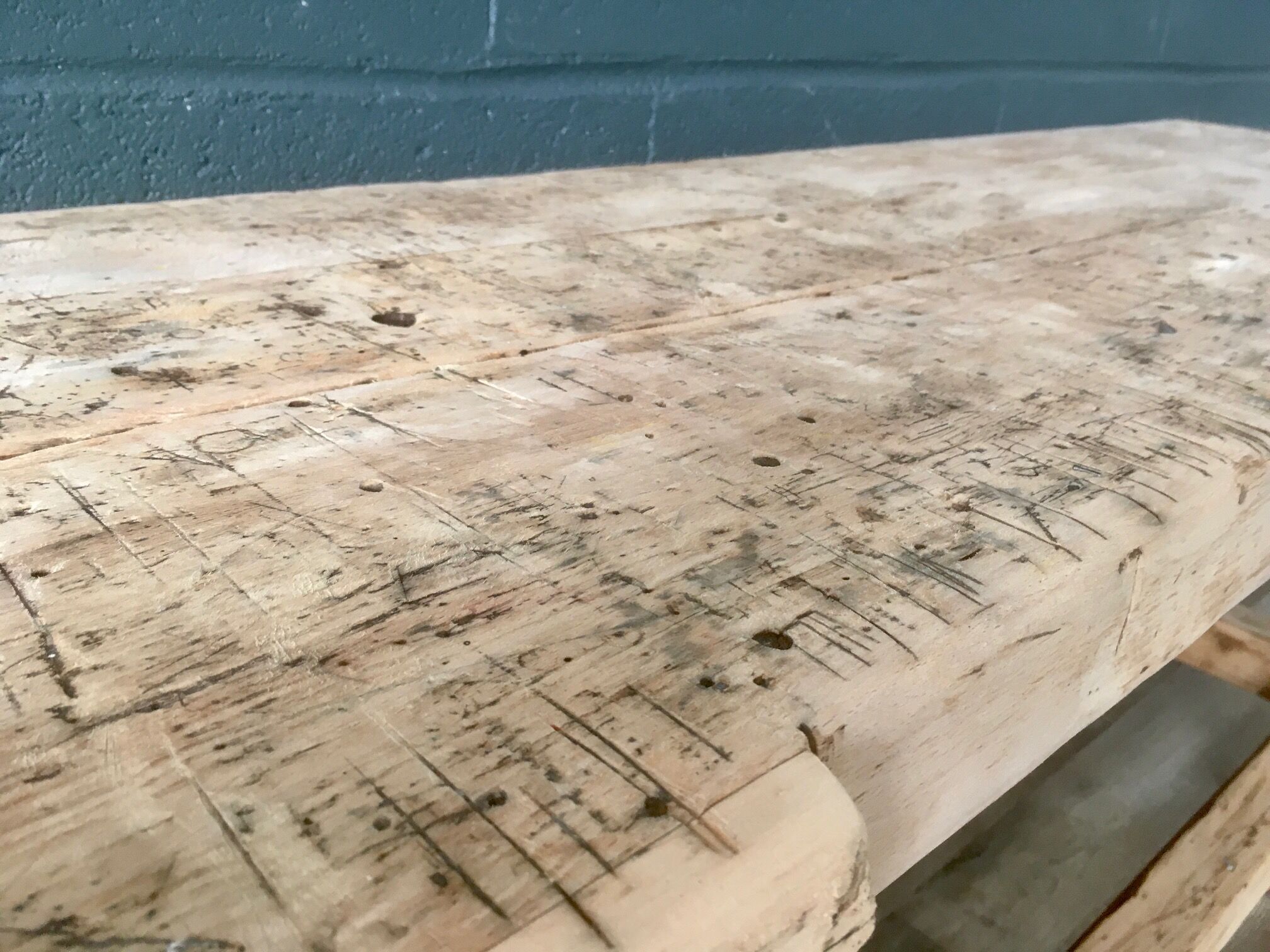 Antique workbench in light wood