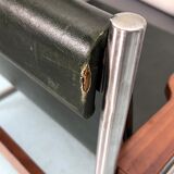Fauteuil lounge vintage italien chrome et cuir des années 60