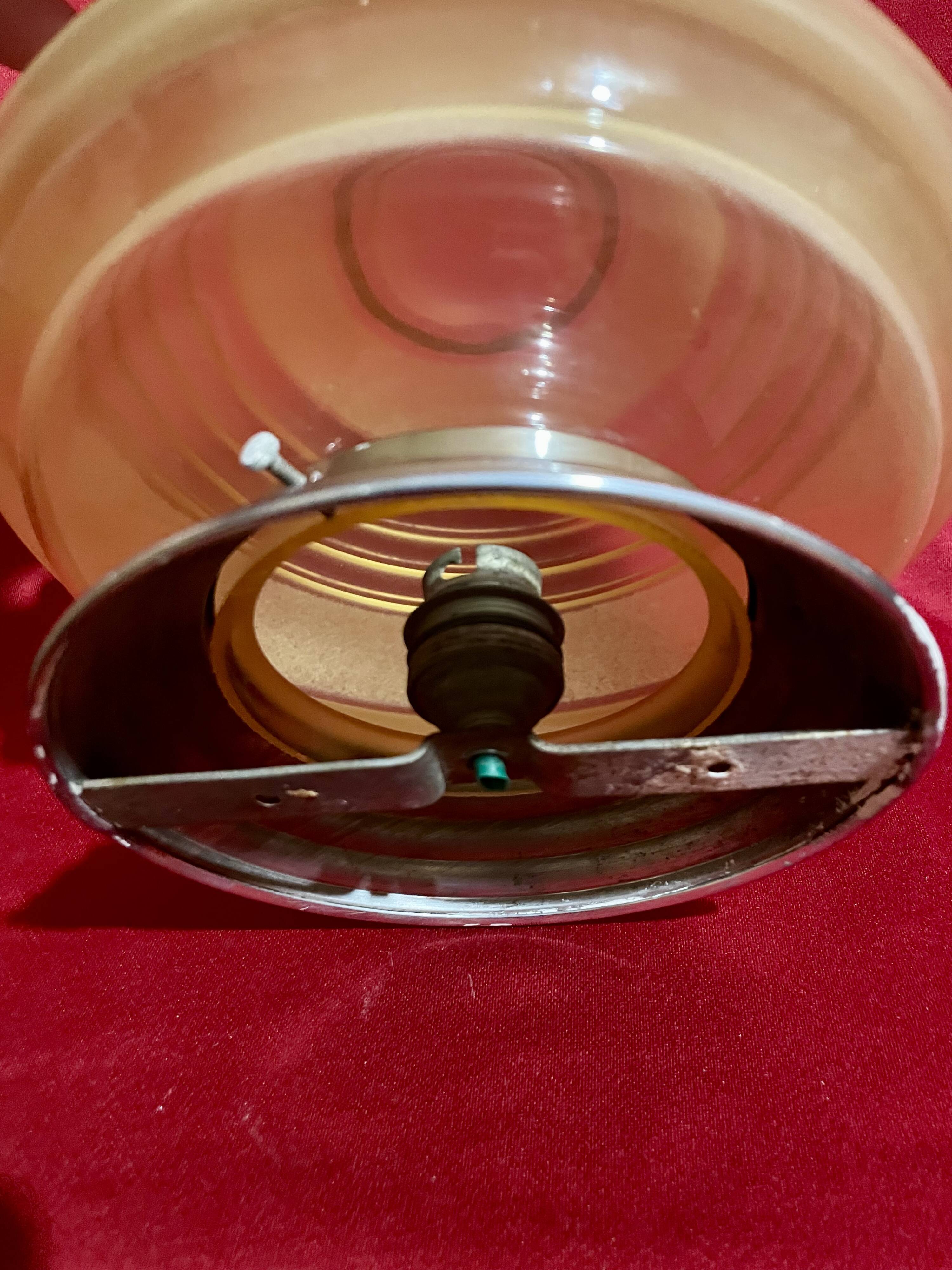 Vintage lamp or ceiling light, pink and gold granite glass, 50s/60s