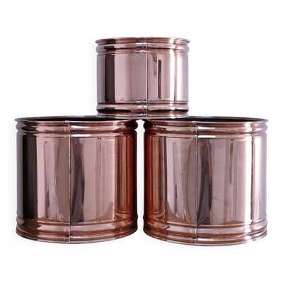 trois cache-pot cylindre design scandinave années 80