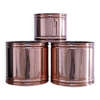 three cylindrical plant pots in a Scandinavian design from the 80s