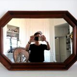 Hexagonal wooden mirror, 1950 70x49cm
