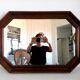Hexagonal wooden mirror, 1950 70x49cm