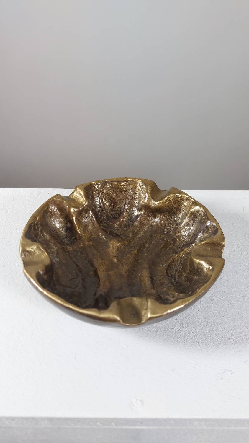 Vide-poches en laiton de style brutaliste vintage du milieu du siècle