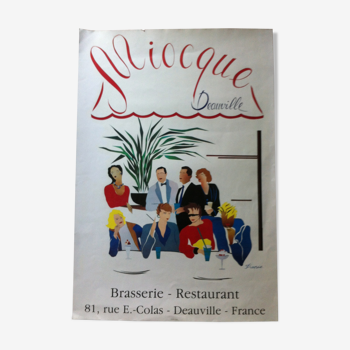 Affiche des années 70 brasserie "Miocque" Deauville