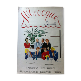 Affiche des années 70 brasserie "Miocque" Deauville