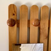 cloakroom coat rack mirror in blond pine 70s-80s
