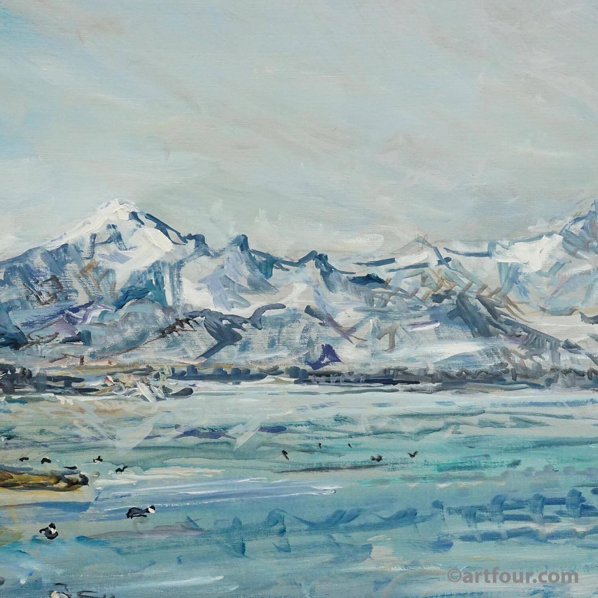 Alexander Michael - Lake Chiemsee in Bavaria oil on canvas 1982