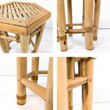 Table d'appoint vintage Tabouret de fleur Banc de fleur Mid Century Bambou Table de nuit Tabouret de