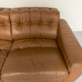 Vintage 1970s De Sede DS-40 camel leather 3-seater sofa.