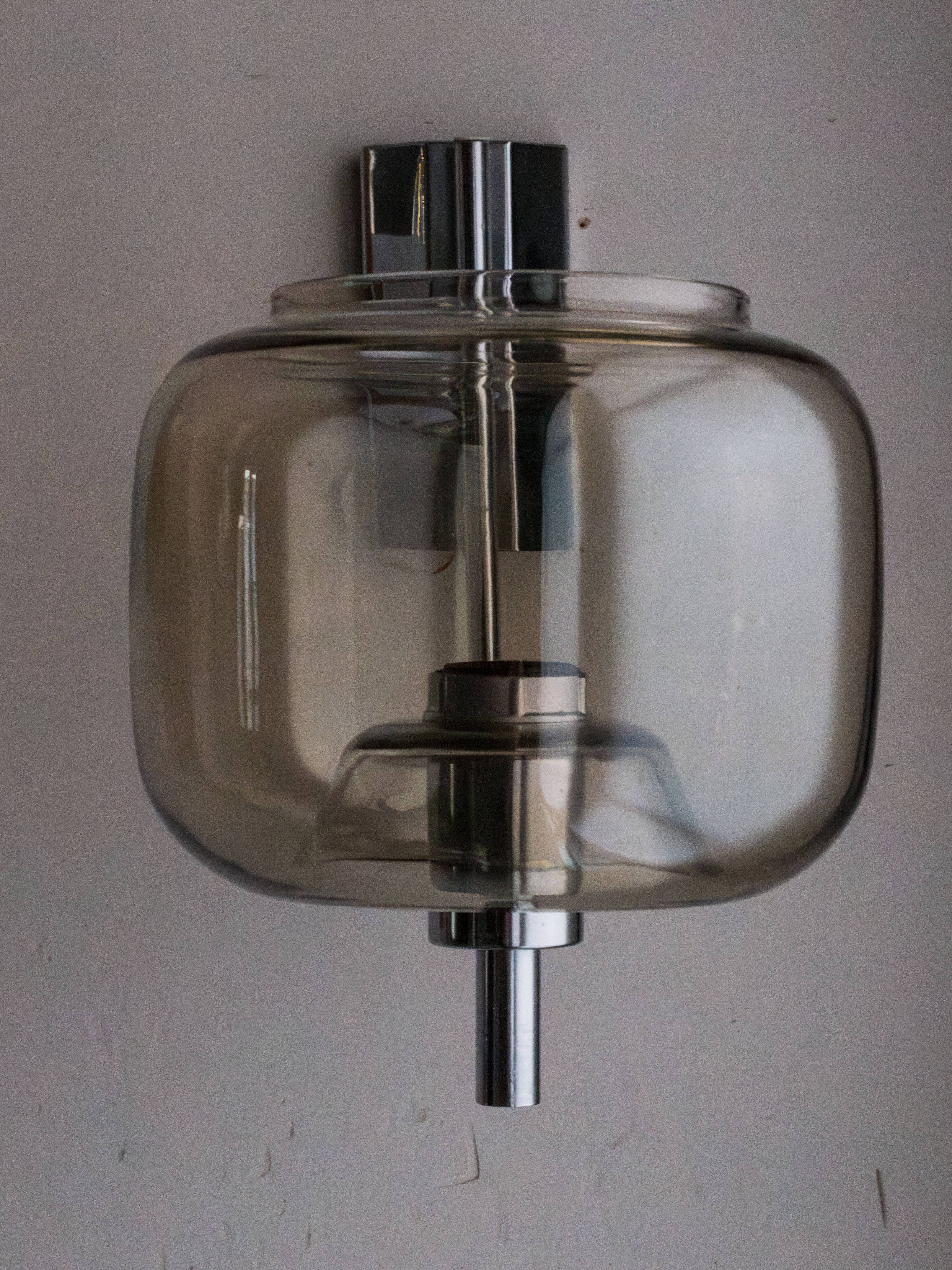 Space age smoked glass wall light 1970s