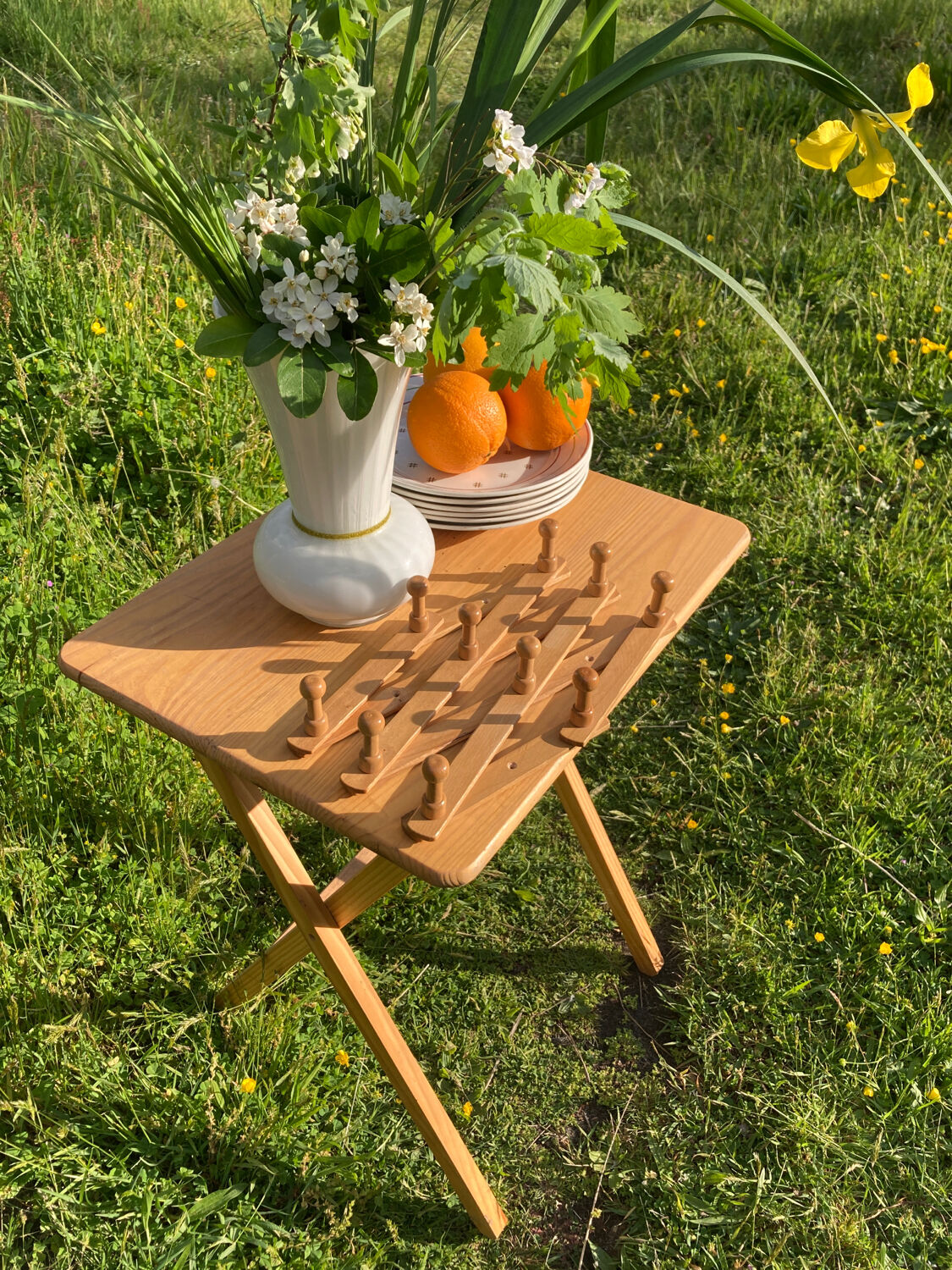 Vintage zigzag extendable coat rack in pine wood 80