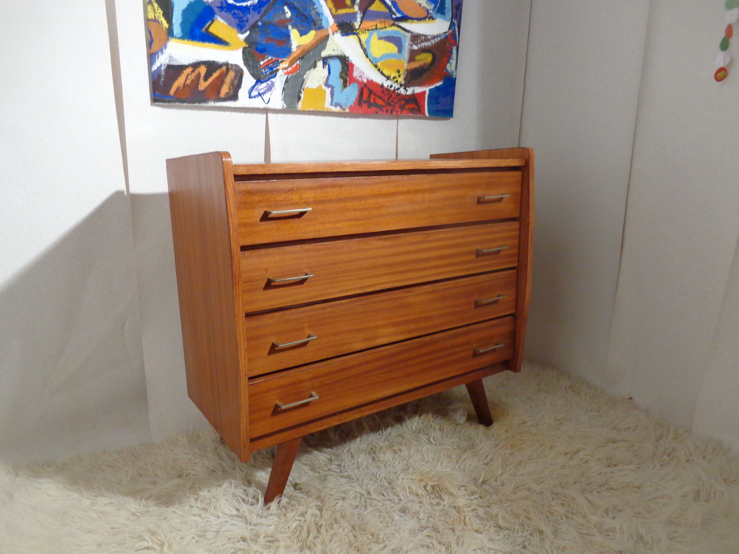 Scandinavian vintage dresser from the 60s teak feet compass