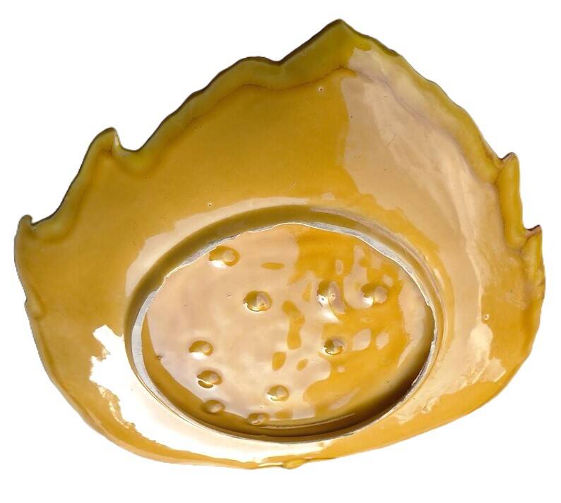 Leaf-shaped dish in glazed ceramic, 1960s-70s