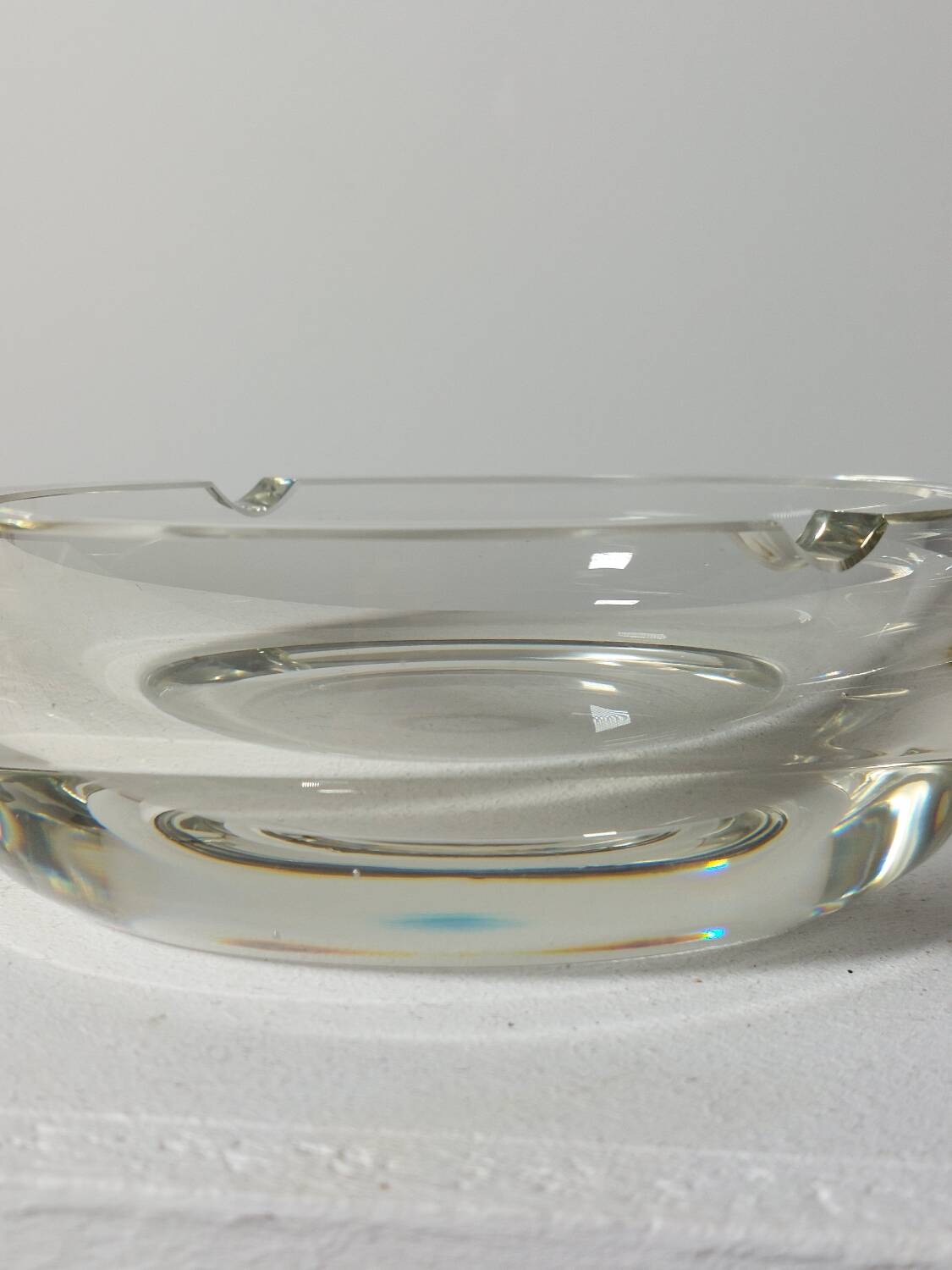 Vintage mid century hand cut crystal glass cigar ashtray