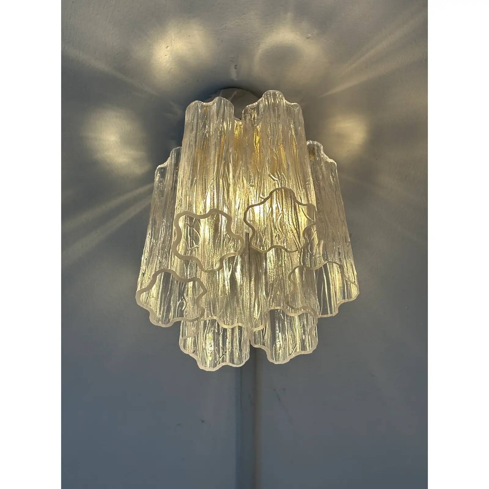 Modern Gold “Tronchi” Murano Glass Flush Mount