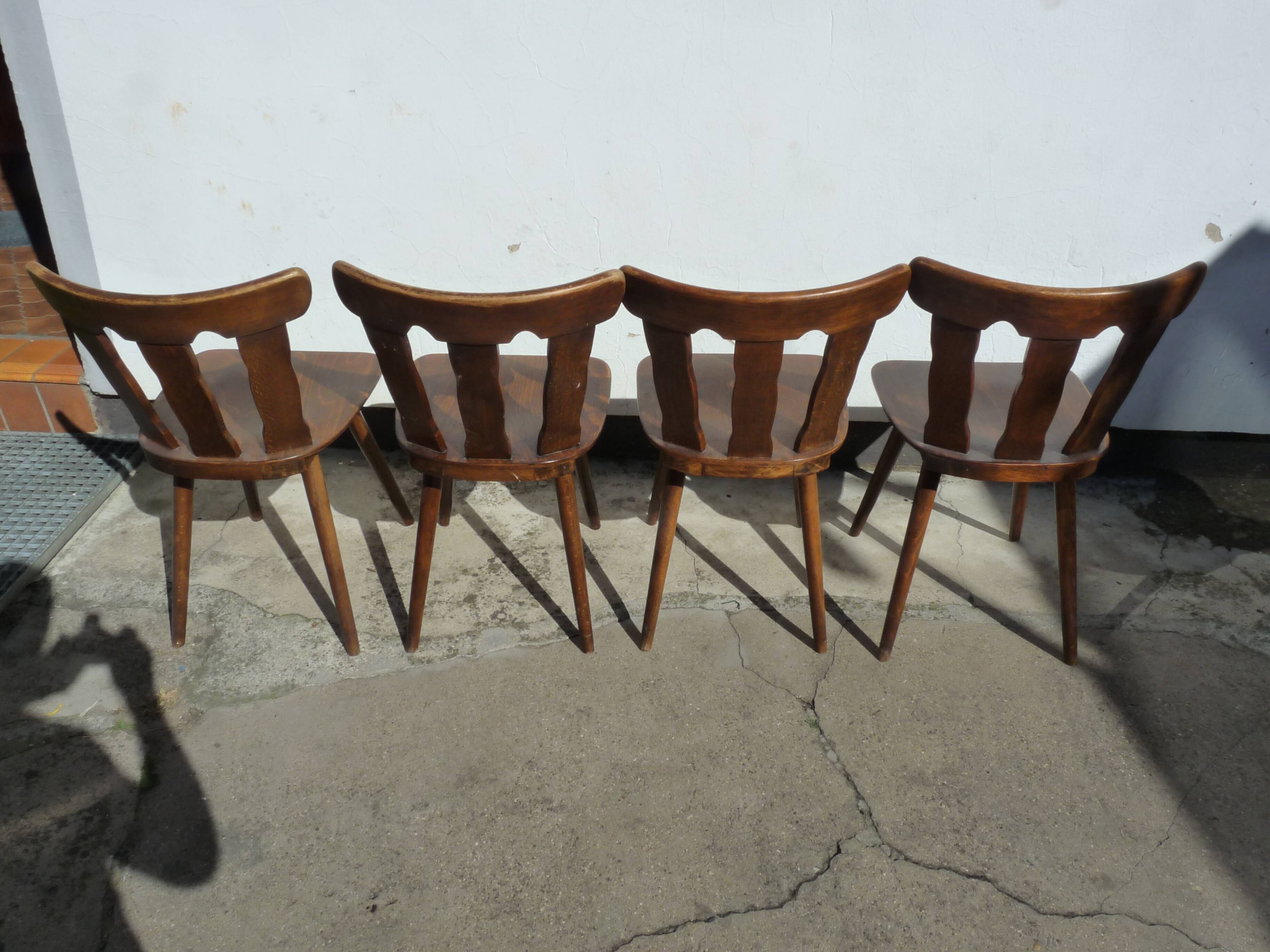 Lot of 4 wooden bistro chairs - 70s 80s 90s