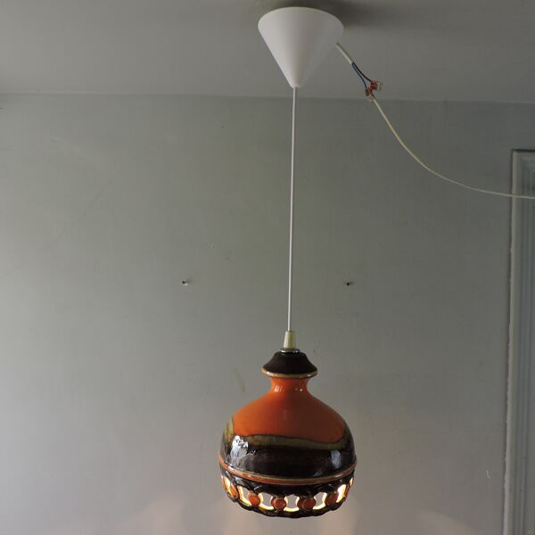 Suspension vintage céramique Fat Lava Allemagne années 60