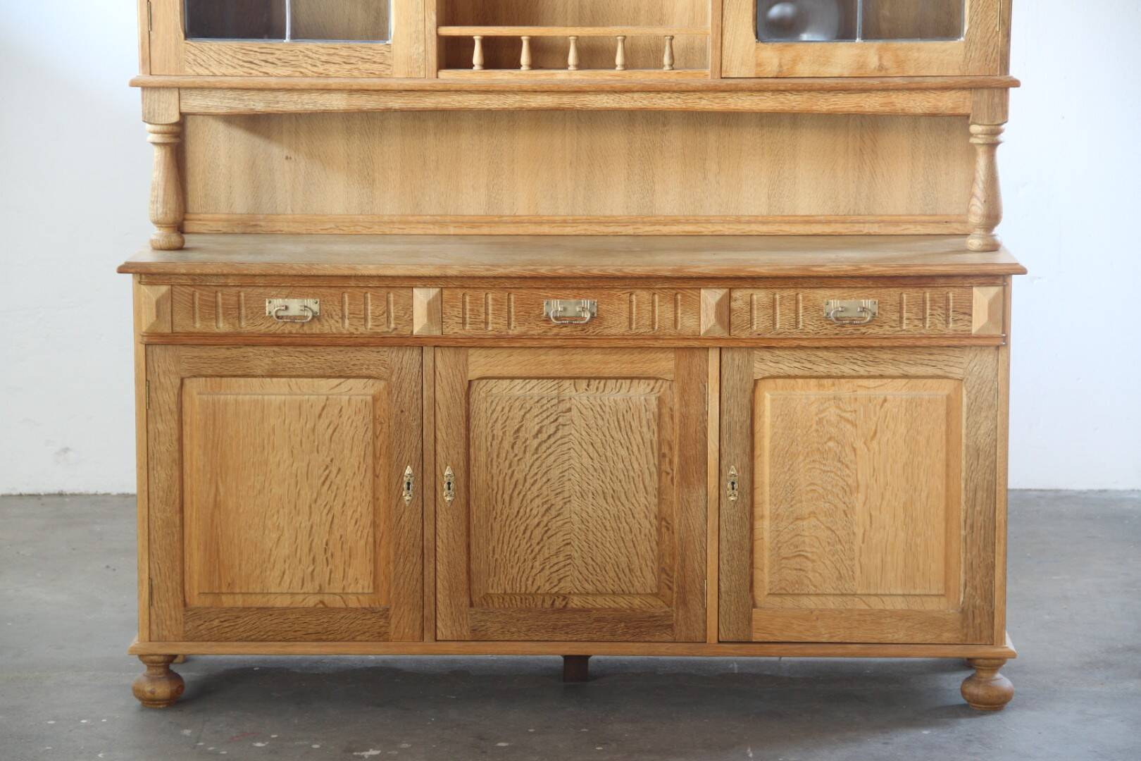 Vintage 1970 Danish Brutalist Light Oak Dining Cabinet, Henning Kjærnulf style