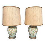 Pair of hand painted lamps.