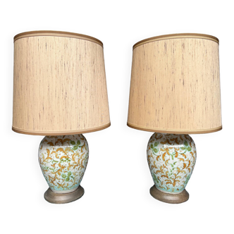 Pair of hand painted lamps.
